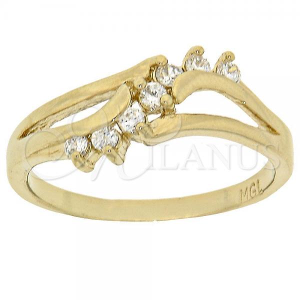 Oro Laminado Multi Stone Ring, Gold Filled Style with White Cubic Zirconia, Polished, Golden Finish, 5.166.019.09 (Size 9)
