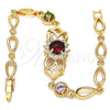 Oro Laminado Fancy Bracelet, Gold Filled Style with Multicolor Cubic Zirconia, Polished, Golden Finish, 03.266.0027.2.08
