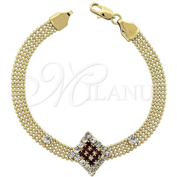 Oro Laminado Fancy Bracelet, Gold Filled Style with  Cubic Zirconia, Golden Finish, 5.022.007