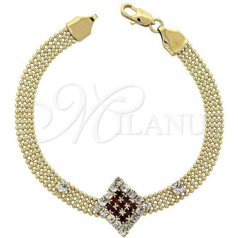 Oro Laminado Fancy Bracelet, Gold Filled Style with  Cubic Zirconia, Golden Finish, 5.022.007