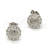 Sterling Silver Stud Earring, Flower Design, with White Micro Pave, Polished, Rhodium Finish, 02.175.0052