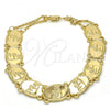 Oro Laminado Fancy Bracelet, Gold Filled Style Elephant Design, Polished, Golden Finish, 03.253.0014.09