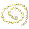 Oro Laminado Fancy Bracelet, Gold Filled Style Flower Design, White Enamel Finish, Golden Finish, 03.386.0008.07