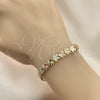 Oro Laminado Fancy Bracelet, Gold Filled Style Butterfly Design, Diamond Cutting Finish, Tricolor, 03.380.0064.07