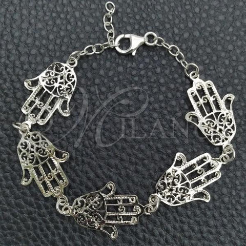 Sterling Silver Fancy Bracelet, Hand of God Design, Polished, Silver Finish, 03.392.0003.07