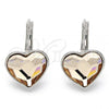 Rhodium Plated Leverback Earring, Heart Design, with Light Peach Swarovski Crystals, Polished, Rhodium Finish, 02.239.0013.2