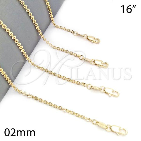 Oro Laminado Basic Necklace, Gold Filled Style Rolo Design, Polished, Golden Finish, 04.65.0181.16