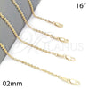 Oro Laminado Basic Necklace, Gold Filled Style Rolo Design, Polished, Golden Finish, 04.65.0181.16