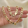 Oro Laminado Basic Necklace, Gold Filled Style Figaro Design, Polished, Golden Finish, 03.213.0095.28