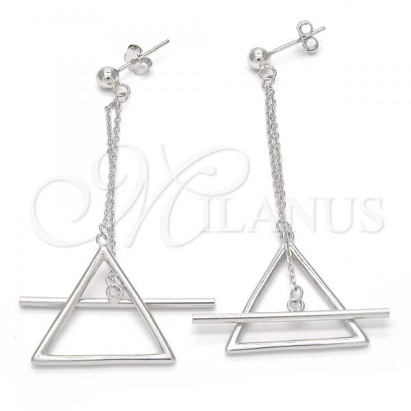 Sterling Silver Long Earring, Polished, Rhodium Finish, 02.186.0093