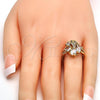 Oro Laminado Multi Stone Ring, Gold Filled Style Teardrop Design, with White Cubic Zirconia, Polished, Golden Finish, 01.210.0023.09 (Size 9)