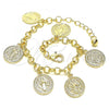 Oro Laminado Charm Bracelet, Gold Filled Style San Benito Design, Polished, Golden Finish, 03.331.0204.08