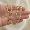 Oro Laminado Basic Necklace, Gold Filled Style Rope Design, Polished, Golden Finish, 5.222.034.24