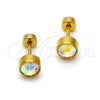 Stainless Steel Stud Earring, with Aurore Boreale Crystal, Polished, Golden Finish, 02.271.0008.8