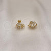 Oro Laminado Stud Earring, Gold Filled Style with Ivory Pearl, Polished, Golden Finish, 02.379.0046