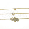 Oro Laminado Pendant Necklace, Gold Filled Style Elephant Design, with White Cubic Zirconia and White Micro Pave, Polished, Golden Finish, 04.213.0123.16