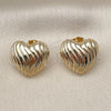 Oro Laminado Stud Earring, Gold Filled Style Heart Design, Polished, Golden Finish, 02.163.0384