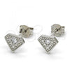 Sterling Silver Stud Earring, with White Cubic Zirconia, Polished, Rhodium Finish, 02.186.0151.1