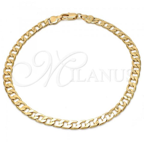 Oro Laminado Basic Anklet, Gold Filled Style Curb Design, Polished, Golden Finish, 5.222.004.10