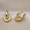 Oro Laminado Dangle Earring, Gold Filled Style Heart and Hollow Design, Polished, Golden Finish, 02.213.0662.20