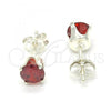 Sterling Silver Stud Earring, with Garnet Cubic Zirconia, Polished,, 02.63.2606.1