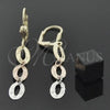 Oro Laminado Long Earring, Gold Filled Style Diamond Cutting Finish, Tricolor, 02.63.2153