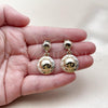 Oro Laminado Stud Earring, Gold Filled Style Diamond Cutting Finish, Tricolor, 02.170.0564.1