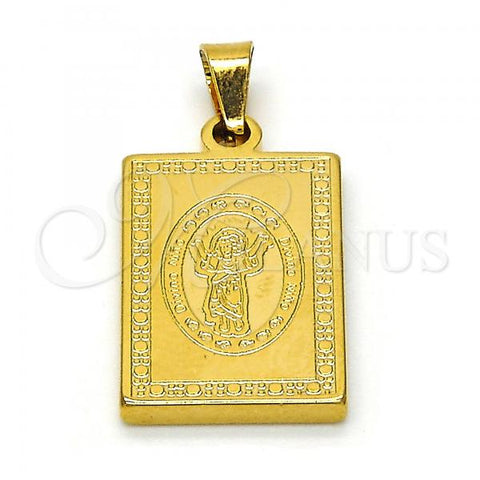Stainless Steel Religious Pendant, Divino Niño Design, Polished, Golden Finish, 05.247.0007