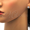 Oro Laminado Stud Earring, Gold Filled Style with White Cubic Zirconia, Polished, Golden Finish, 5.128.019