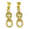 Oro Laminado Long Earring, Gold Filled Style Rolo and Twist Design, Polished, Golden Finish, 02.415.0002