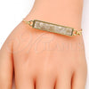Gold Tone Individual Bangle, with White Mother of Pearl, Polished, Golden Finish, 07.263.0001.04.GT (01 MM Thickness, Size 5 - 2.50 Diameter)