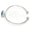 Rhodium Plated Individual Bangle, with Indicolite Swarovski Crystals, Polished, Rhodium Finish, 07.239.0010.2 (02 MM Thickness, One size fits all)
