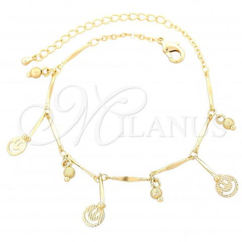 Oro Laminado Charm Bracelet, Gold Filled Style Diamond Cutting Finish, Golden Finish, 03.105.0034.10