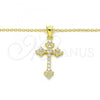 Sterling Silver Pendant Necklace, Cross Design, with White Cubic Zirconia, Polished, Golden Finish, 04.336.0126.2.16