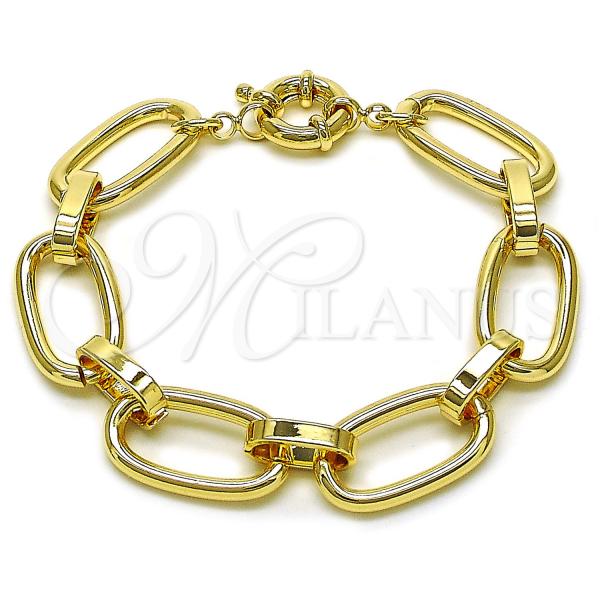 Oro Laminado Fancy Bracelet, Gold Filled Style Rolo Design, Polished, Golden Finish, 03.415.0012.08