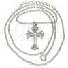 Sterling Silver Pendant Necklace, Cross Design, with White Cubic Zirconia, Polished, Rhodium Finish, 04.336.0114.16