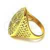 Oro Laminado Multi Stone Ring, Gold Filled Style with White Micro Pave, Polished, Golden Finish, 01.118.0023.08 (Size 8)