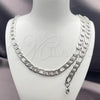 Stainless Steel Necklace and Bracelet, Figaro Design, Diamond Cutting Finish, Steel Finish, 06.116.0044