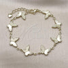 Oro Laminado Fancy Bracelet, Gold Filled Style Butterfly and Hollow Design, Polished, Golden Finish, 03.213.0338.07