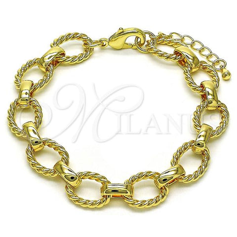 Oro Laminado Fancy Bracelet, Gold Filled Style Polished, Golden Finish, 03.415.0002.07