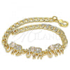 Oro Laminado Fancy Bracelet, Gold Filled Style Elephant Design, with White Cubic Zirconia, Polished, Golden Finish, 03.63.2138.07