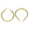Oro Laminado Medium Hoop, Gold Filled Style Diamond Cutting Finish, Golden Finish, 02.213.0242.1.30