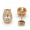 Sterling Silver Stud Earring, with White Cubic Zirconia, Polished, Rose Gold Finish, 02.285.0099