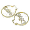 Oro Laminado Medium Hoop, Gold Filled Style Nameplate and Love Design, Polished, Golden Finish, 02.213.0221.30