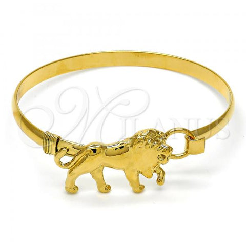 Oro Laminado Individual Bangle, Gold Filled Style Lion Design, Polished, Golden Finish, 07.185.0004.1.05 (05 MM Thickness, Size 5 - 2.50 Diameter)
