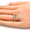 Oro Laminado Multi Stone Ring, Gold Filled Style with White Cubic Zirconia, Polished, Golden Finish, 01.99.0056.08 (Size 8)