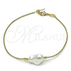 Oro Laminado Fancy Bracelet, Gold Filled Style Rat Tail Design, with Ivory Pearl, Polished, Golden Finish, 03.63.2290.08