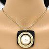 Oro Laminado Pendant Necklace, Gold Filled Style with Ivory Pearl, Polished, Golden Finish, 04.182.0050.30