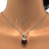 Rhodium Plated Pendant Necklace, Heart Design, with Siam and Aurore Boreale Swarovski Crystals, Polished, Rhodium Finish, 04.239.0044.9.18