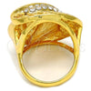 Oro Laminado Multi Stone Ring, Gold Filled Style with White Crystal, Polished, Golden Finish, 01.241.0021.10 (Size 10)